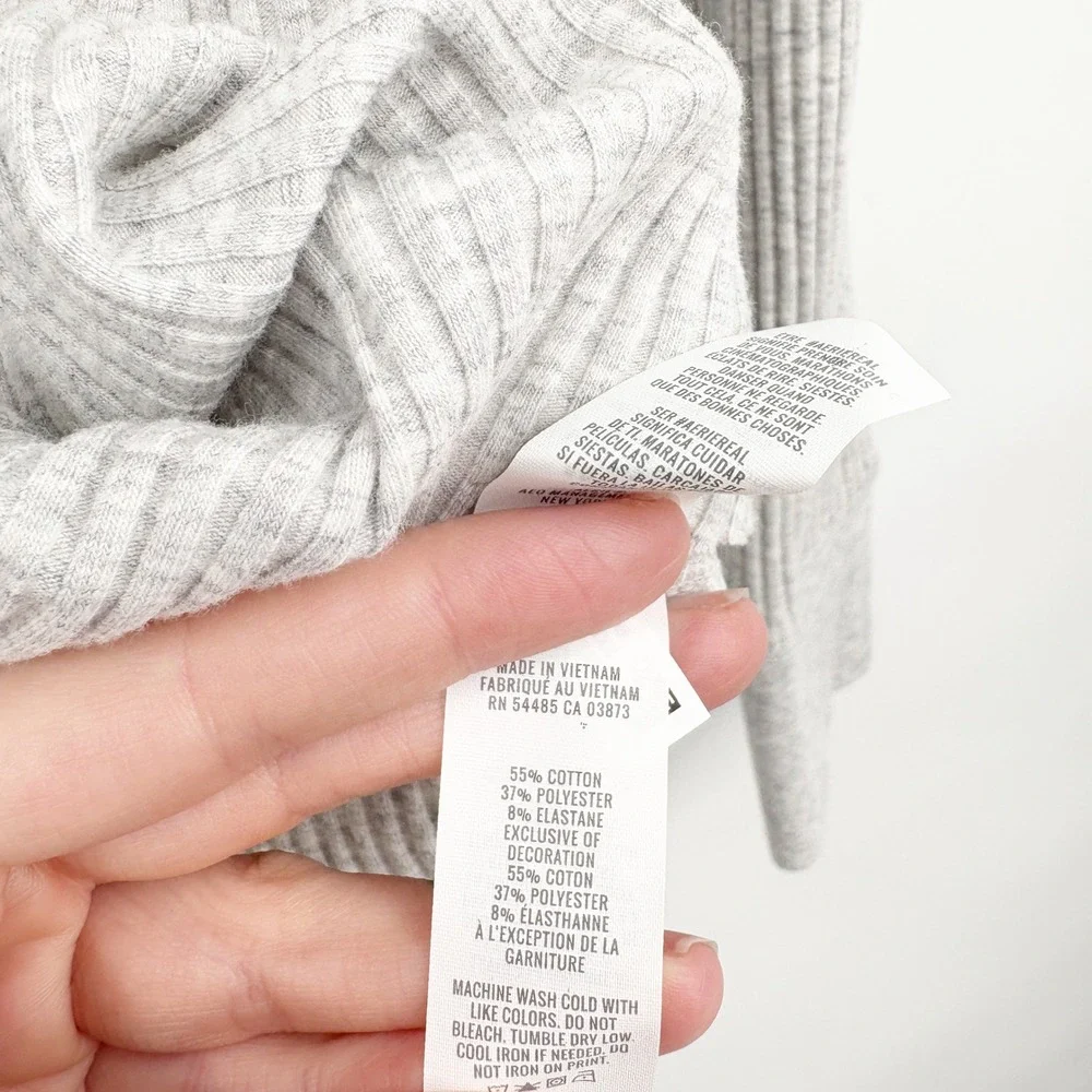 Aerie‎ Womens Gray Ribbed Henley Long Sleeve Casual Loungewear Layering Top XXL